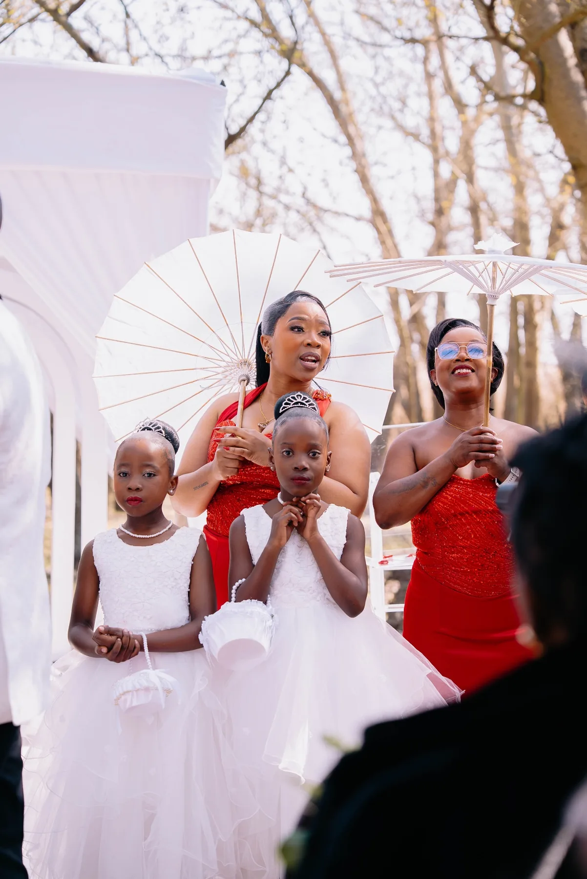 Bridesmaids and Flower Girls at an Outdoor Wedding Ceremony