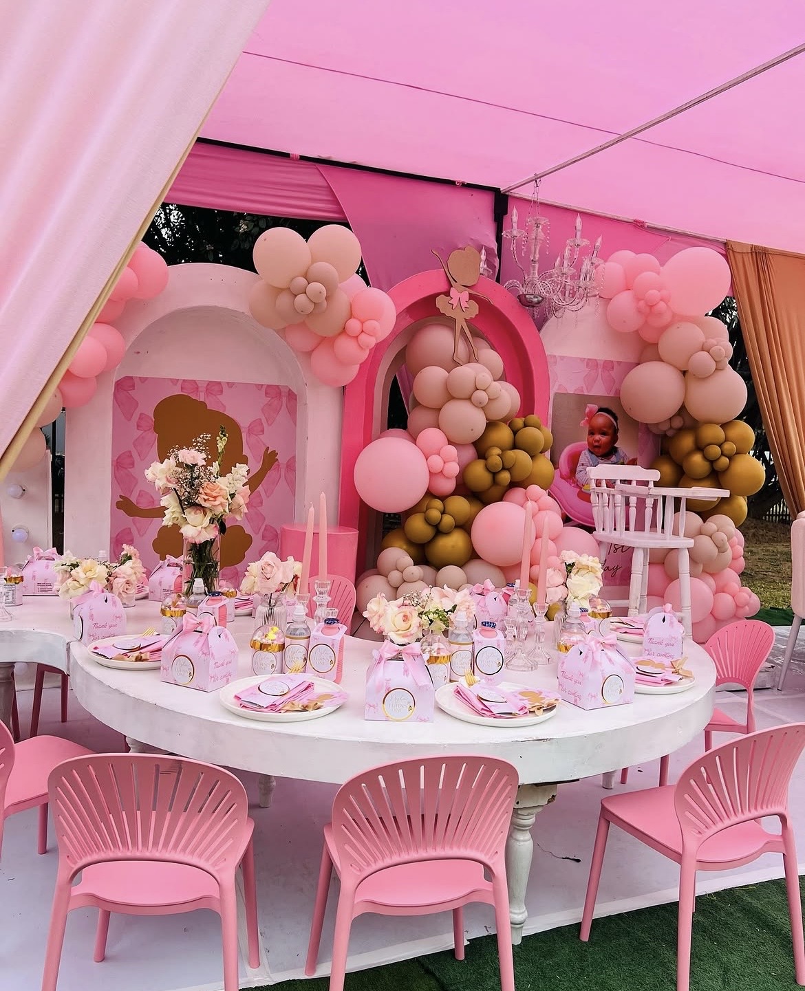 Pink ballerina first birthday